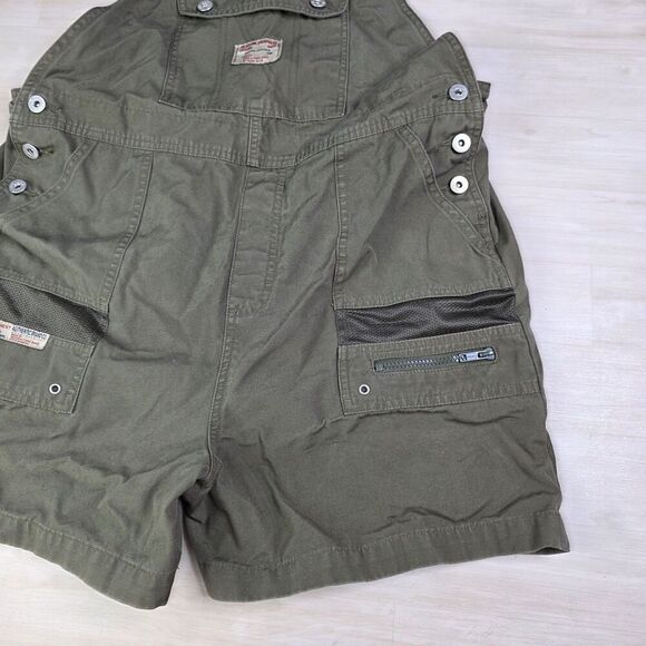 Vintage BUM Equipment Shortalls Womens Size XL Green 90s Y2K Bib Overalls Shorts - Picture 7 of 11